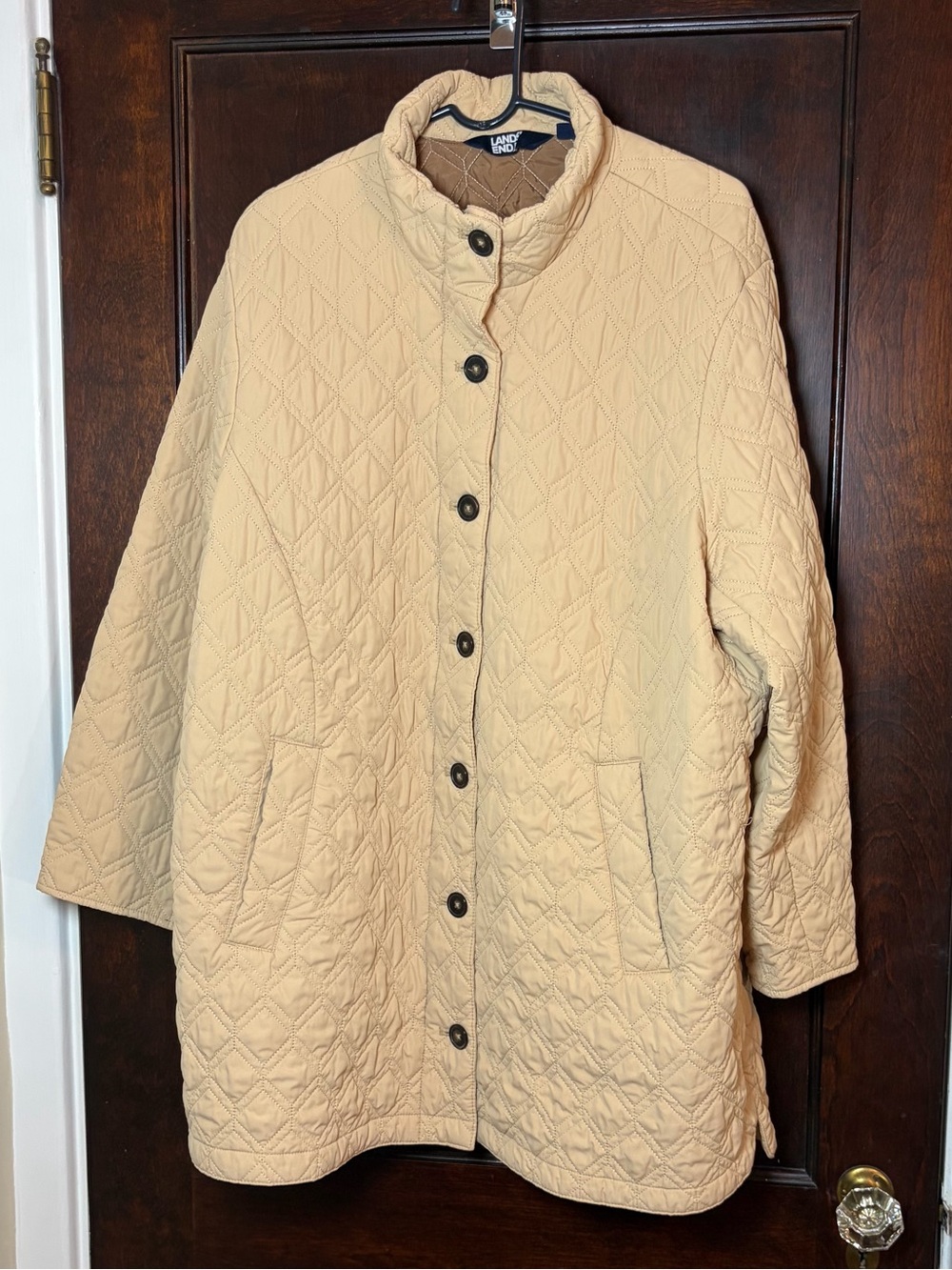 Lands’ End Women’s Quilted Barn Jacket 2X Tan/Brown Adjustable Utility Gorpcore